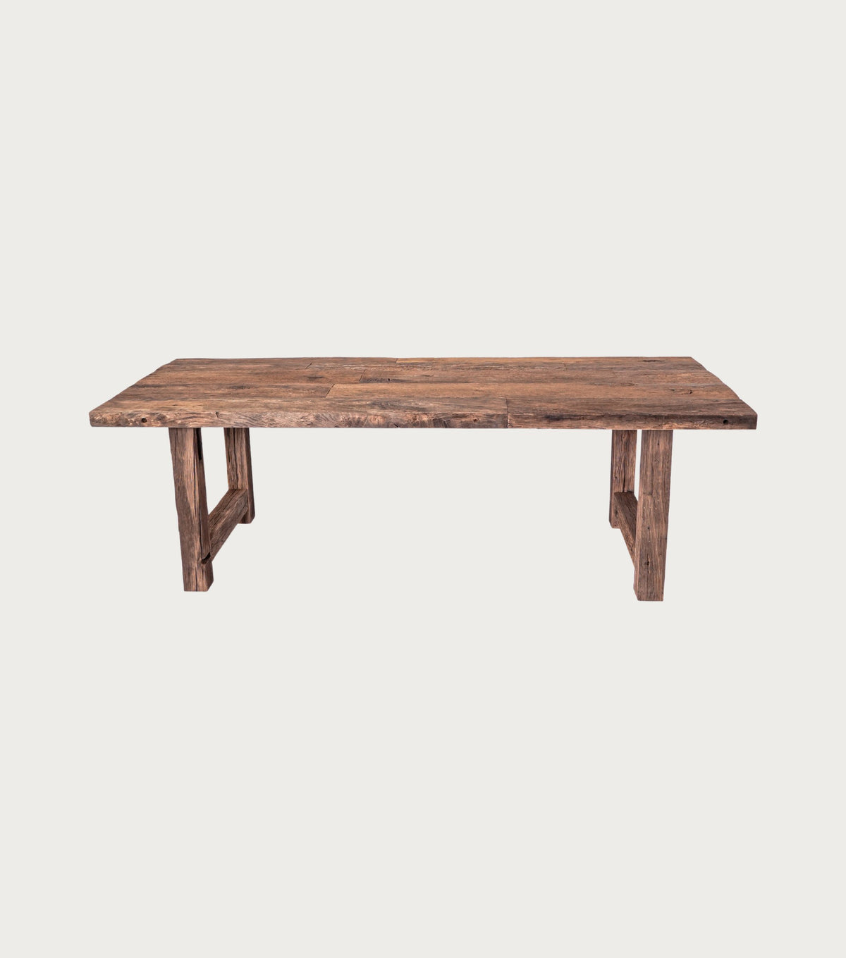 Argolis Reclaimed Oak Dining Table – three-quarter view