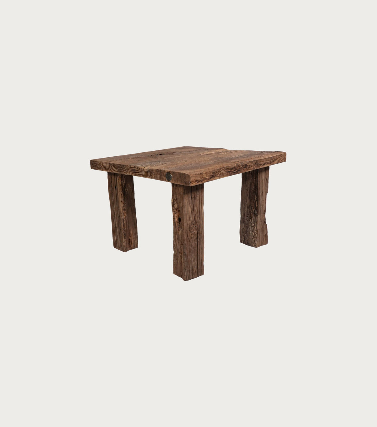 Ostia Reclaimed Oak Side Table – side view