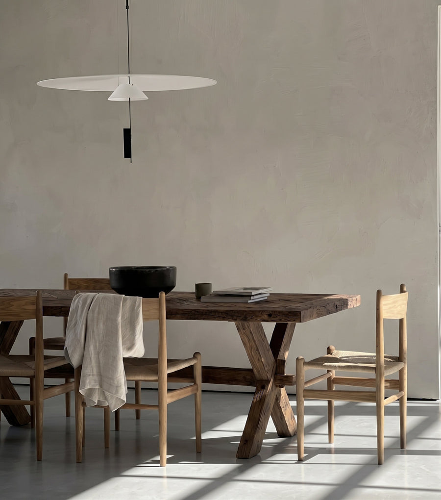Petra Reclaimed Oak Herringbone Dining Table