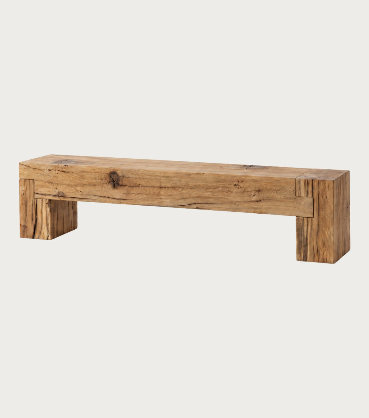 Sella Reclaimed Oak Bench – angled view