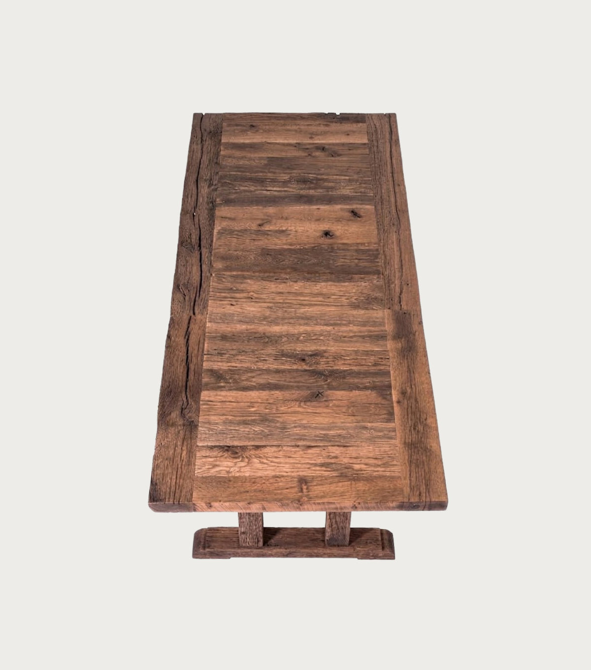 Stoa Reclaimed Oak Dining Table – view from above