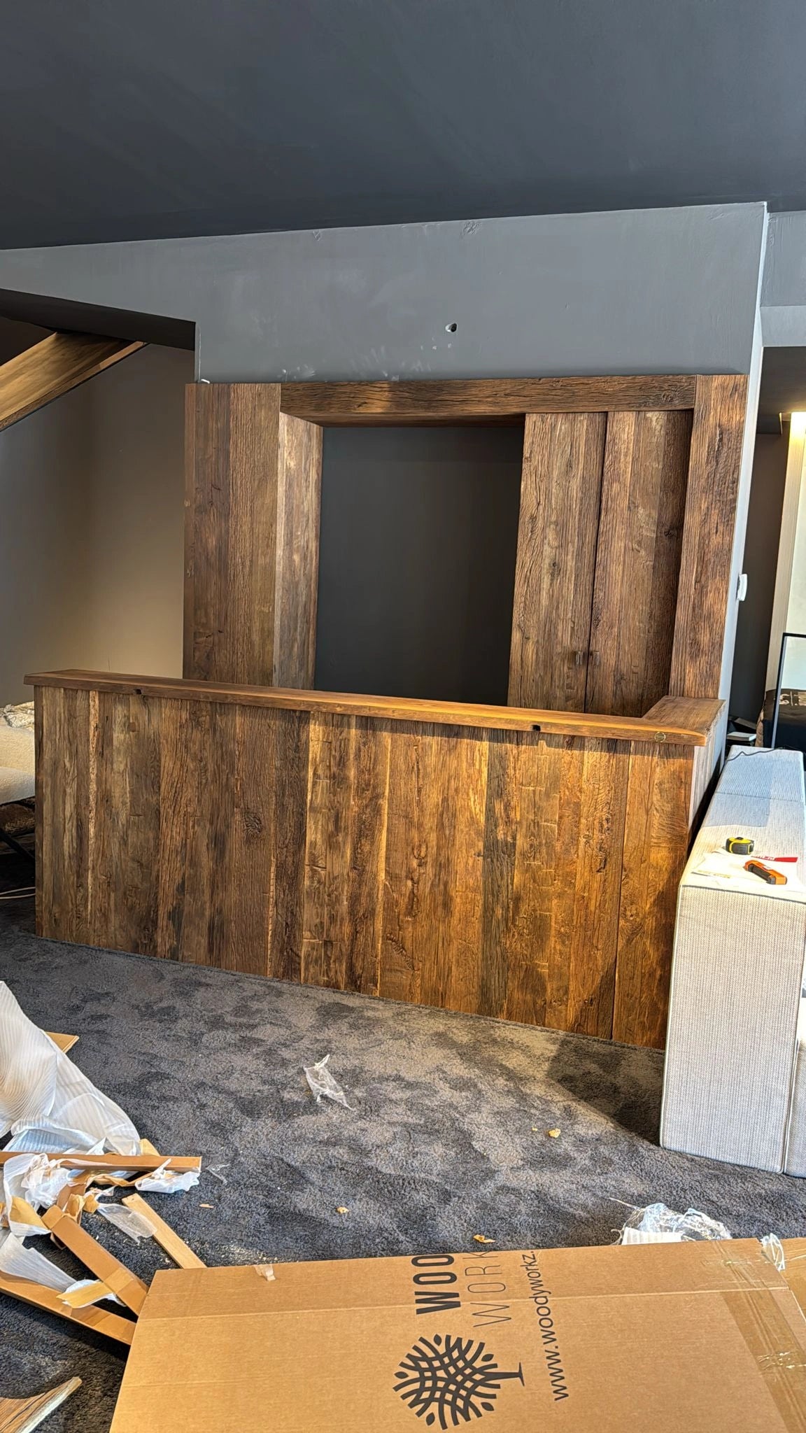 MyLounge Luxury Beds showroom project with reclaimed wood detailing