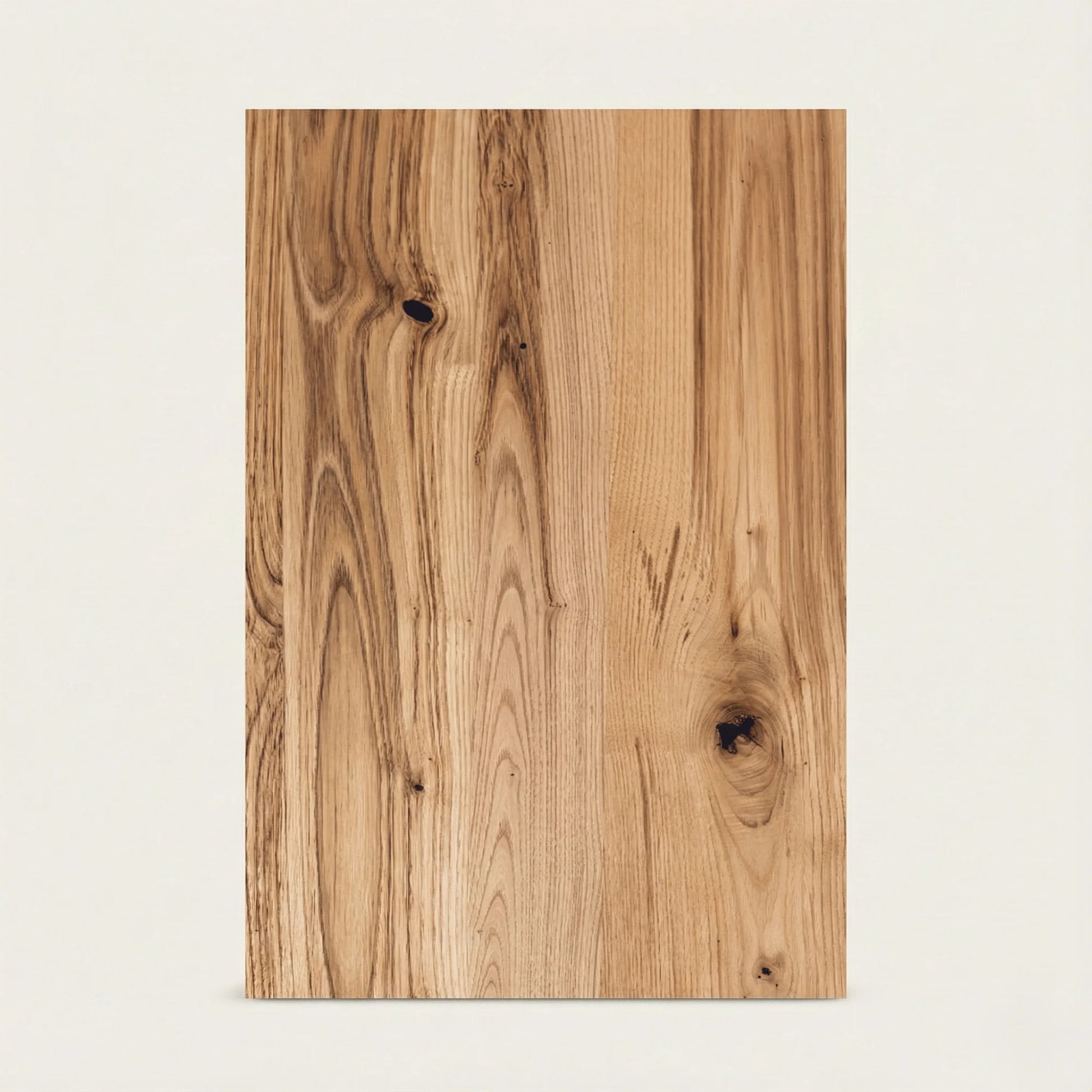 A reclaimed chestnut varnished panel combines the warm reddish-brown tones of aged chestnut with a hard, sealed surface. We apply a water-based clear lacquer by hand before dispatch. 
