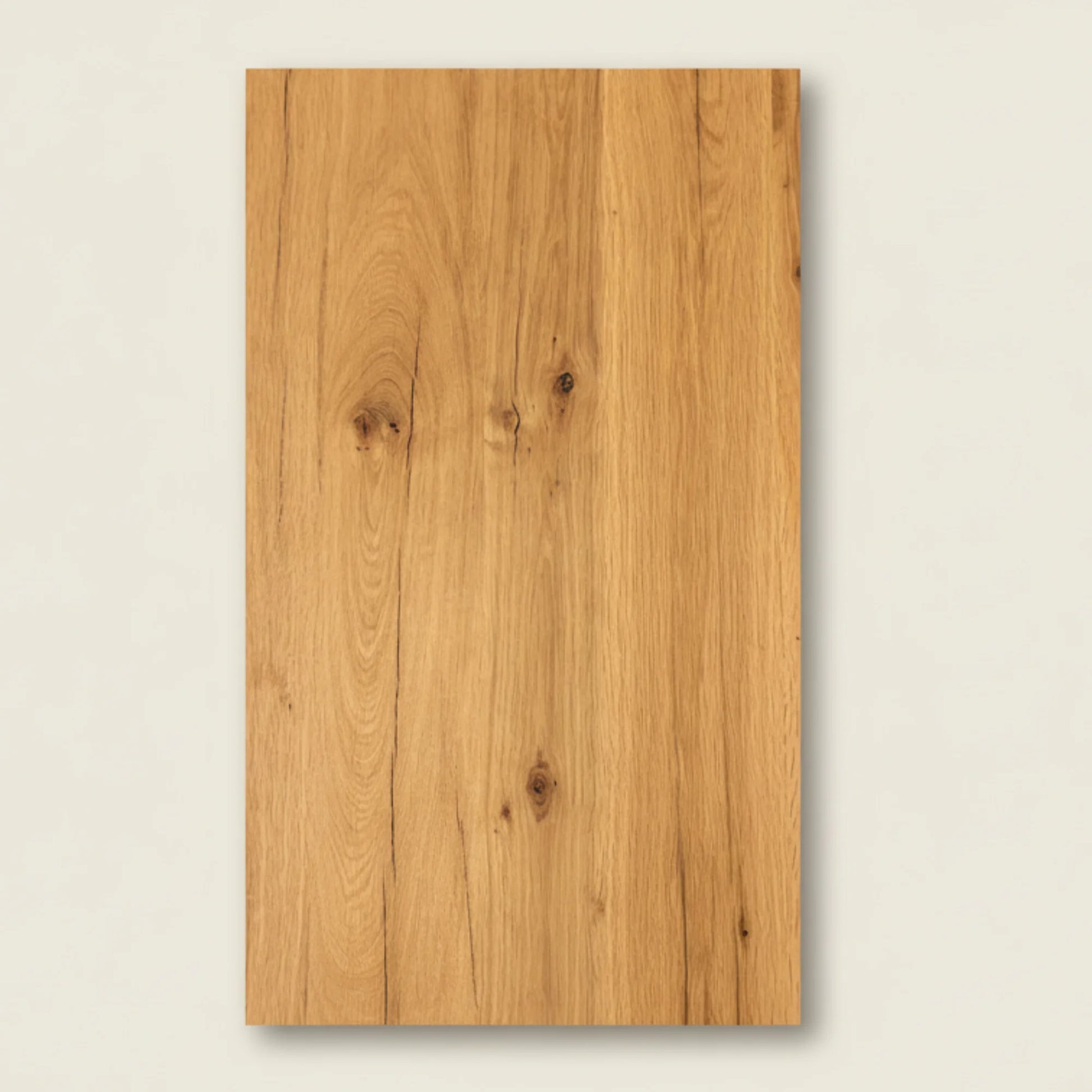 A reclaimed oak varnished panel gives you the character of aged timber with a hard, sealed surface.