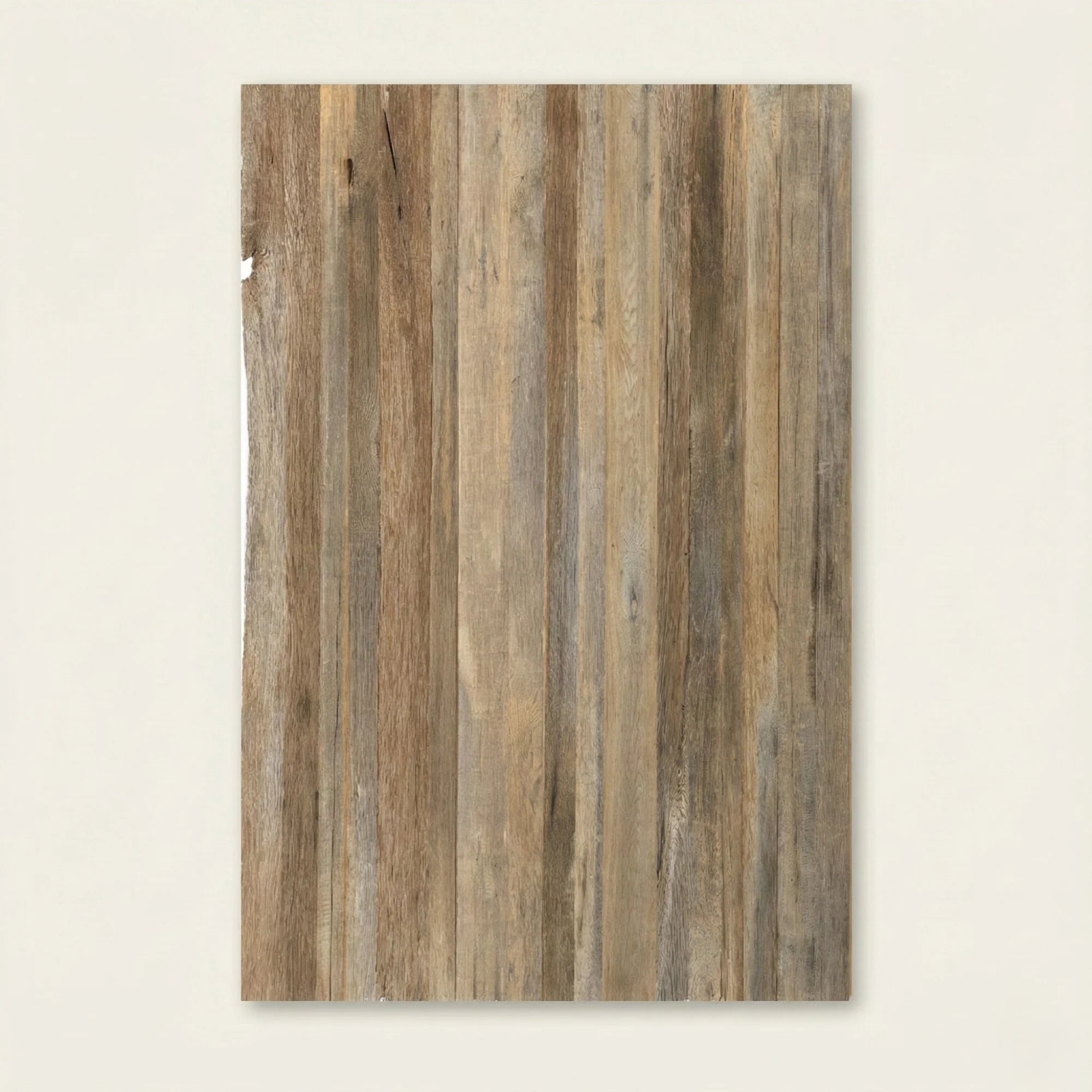 Frameless Wall Panel:
reclaimed oak frameless wall panel narrow mixed tone boards 240cm