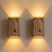 Reclaimed oak wall light with sanded finish