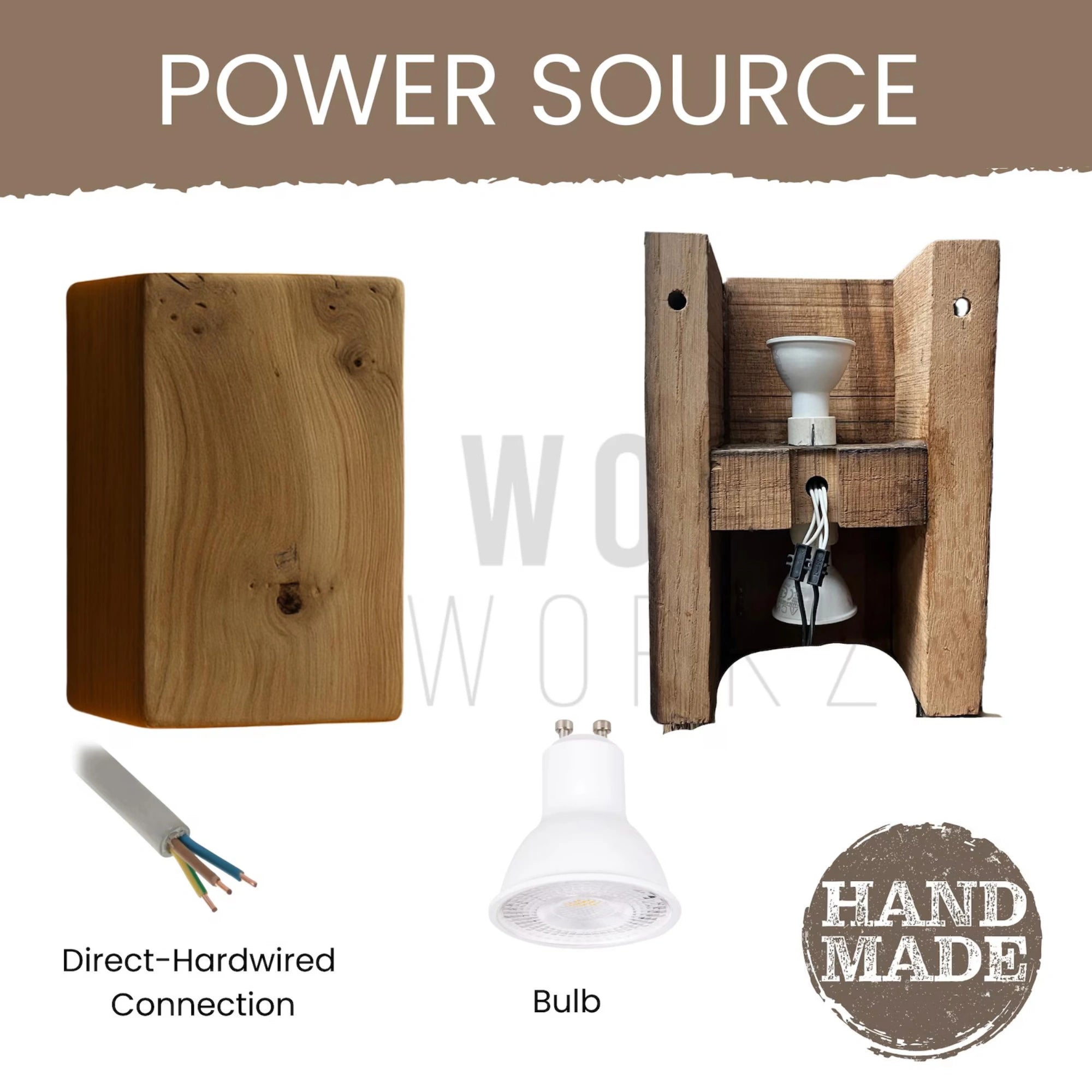 Reclaimed Oak Wall Light | Sanded Finish
