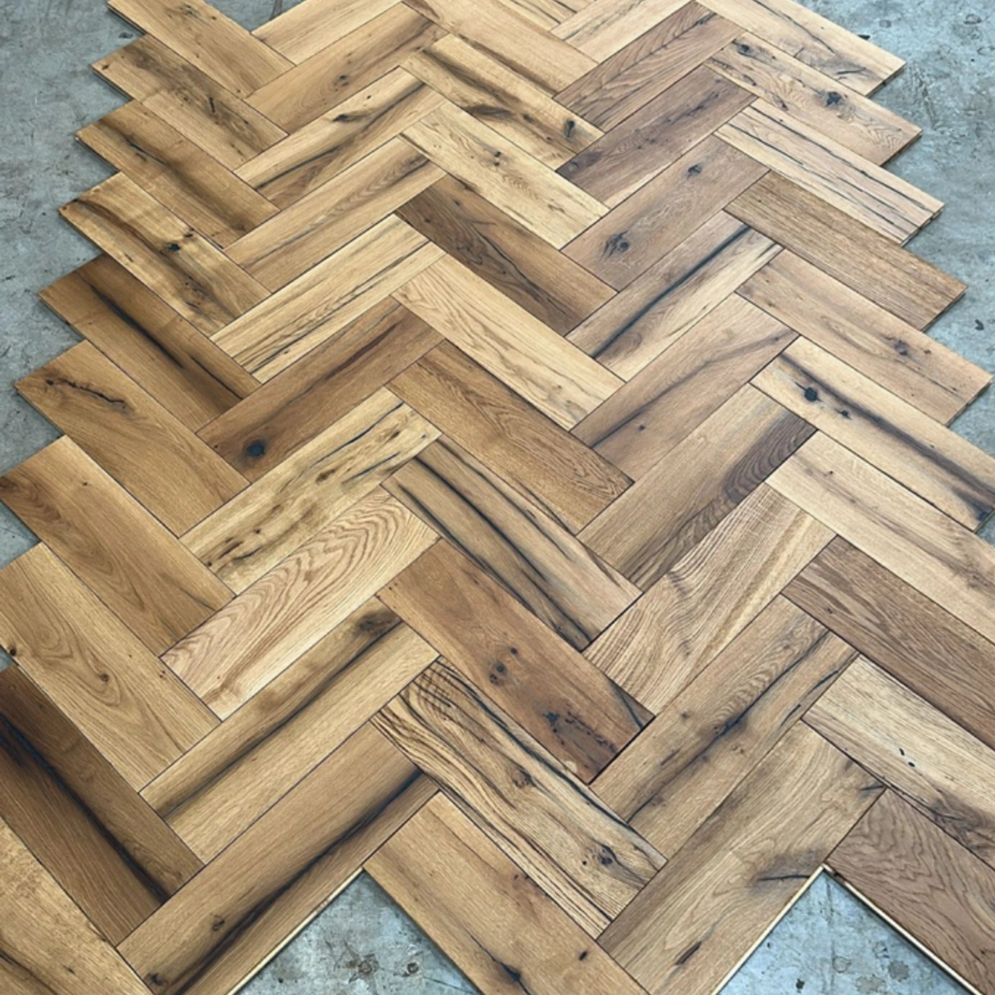 Reclaimed Wood Herringbone Flooring
