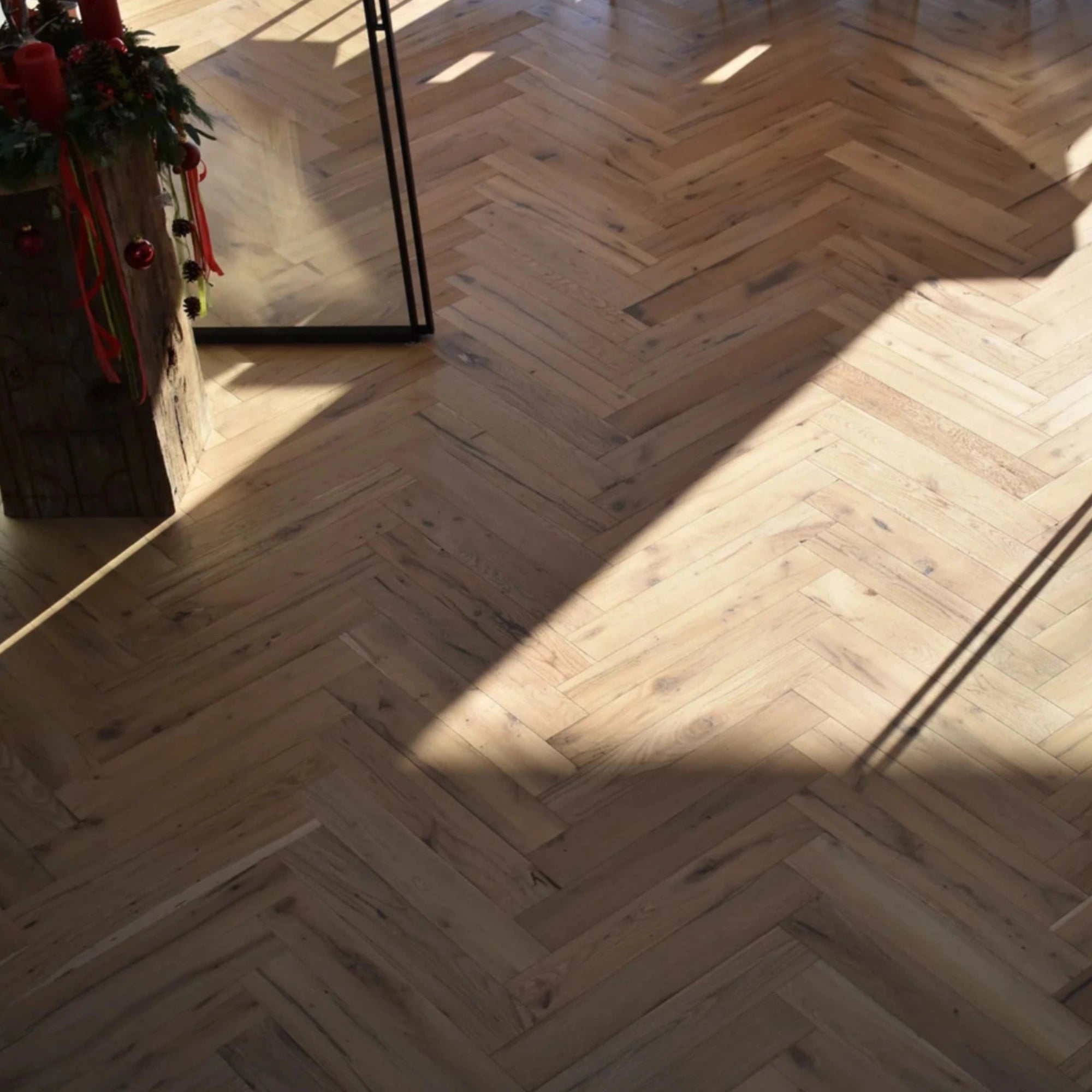Reclaimed Wood Herringbone Flooring