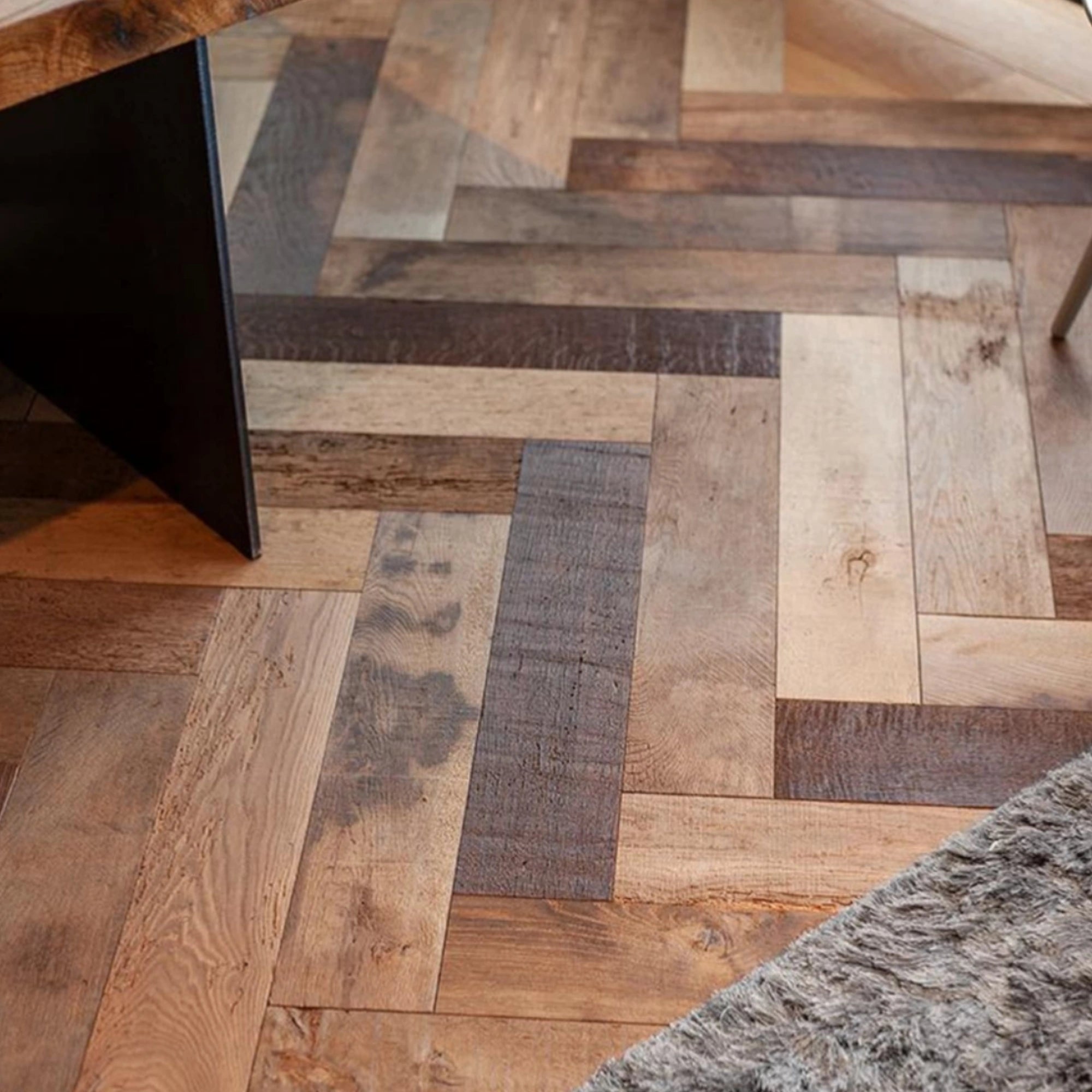 Reclaimed Wood Herringbone Flooring