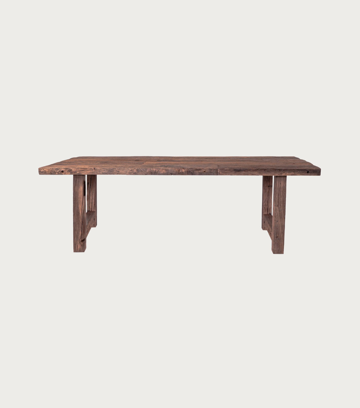 Argolis Reclaimed Oak Dining Table – front view on a plain background