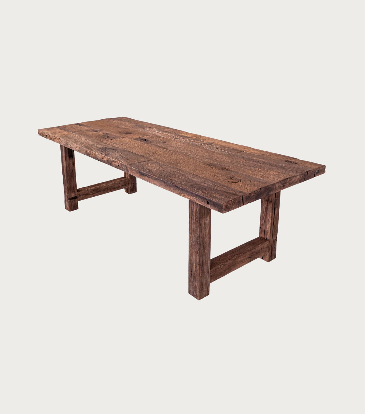 Argolis Reclaimed Oak Dining Table – angled view from above