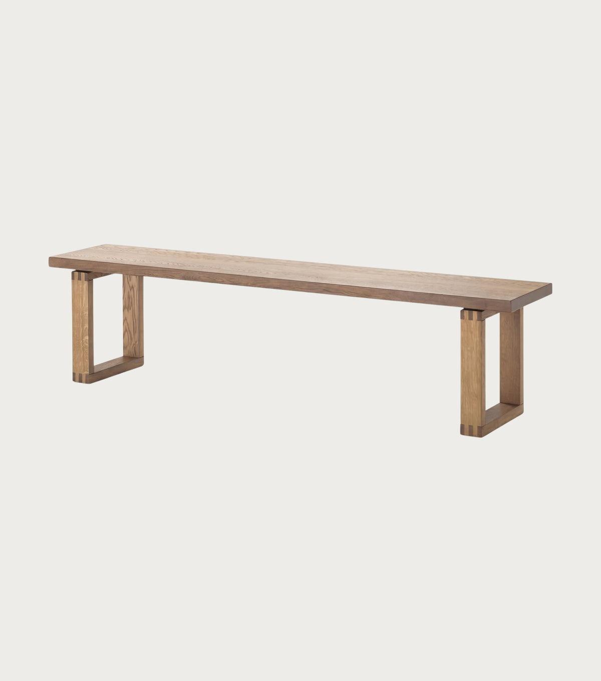 Doque Reclaimed Oak Bench – three-quarter view