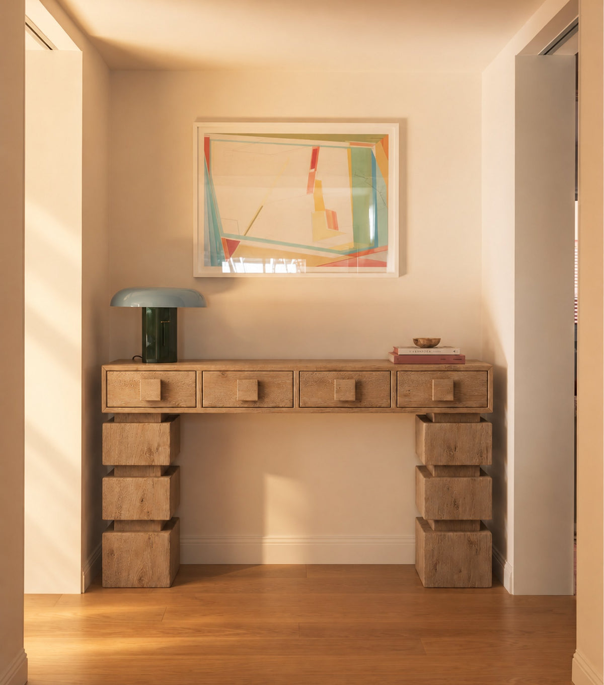 Gradus Reclaimed Oak Console Table – in an entrance hall