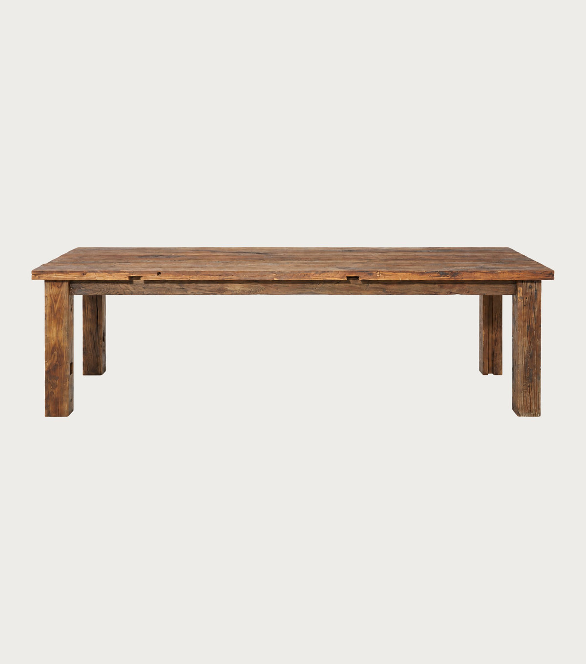 Hespera Reclaimed Oak Dining Table – front view on a plain background