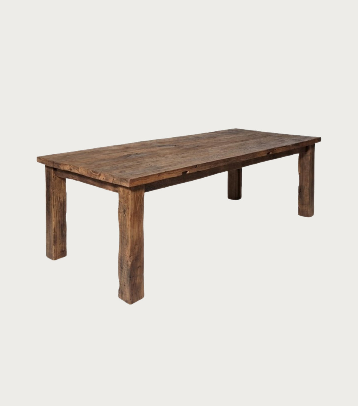 Hespera Reclaimed Oak Dining Table – three-quarter view