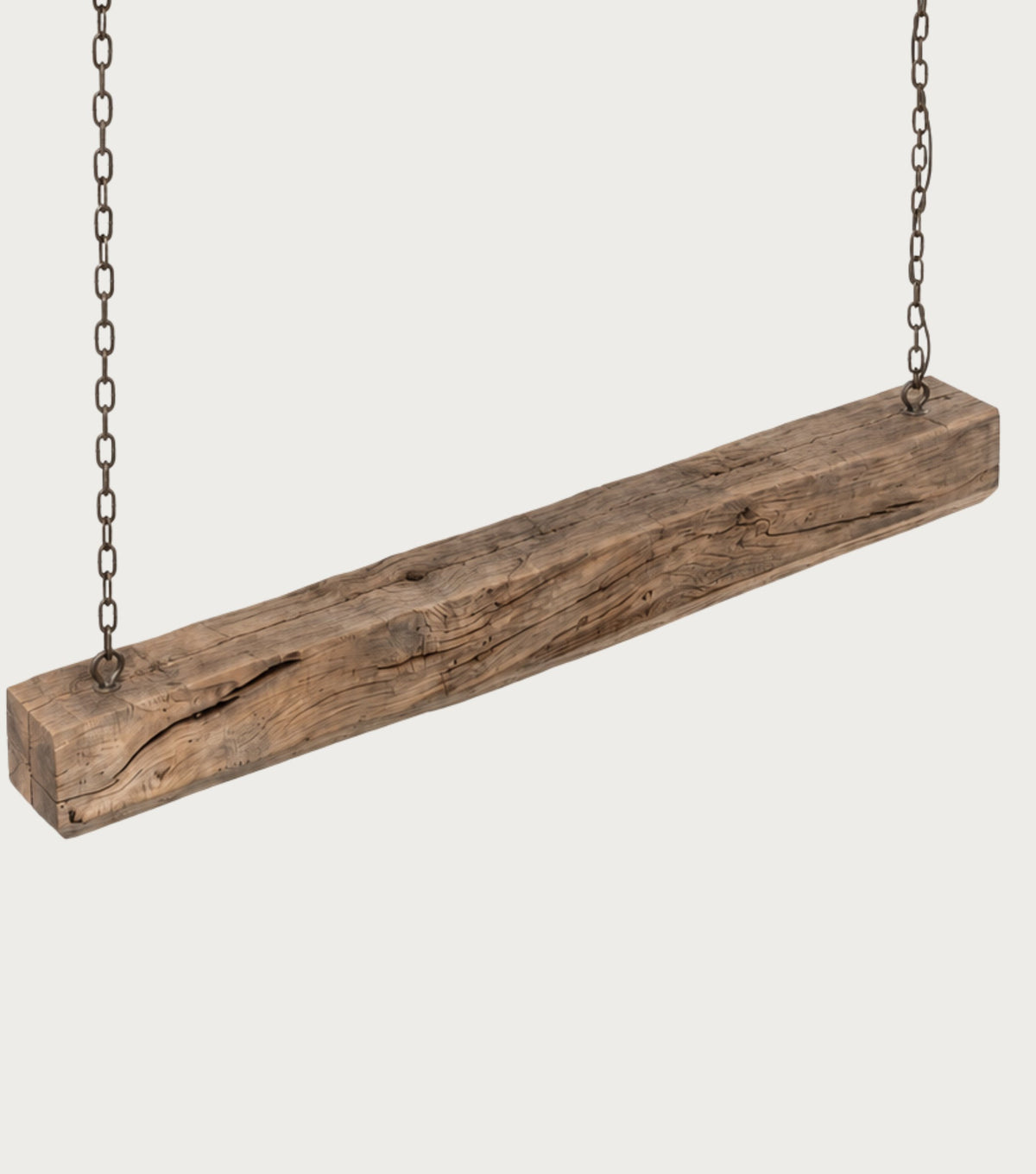 Lumen Reclaimed Chestnut Beam Pendant Light – detail of the weathered chestnut beam