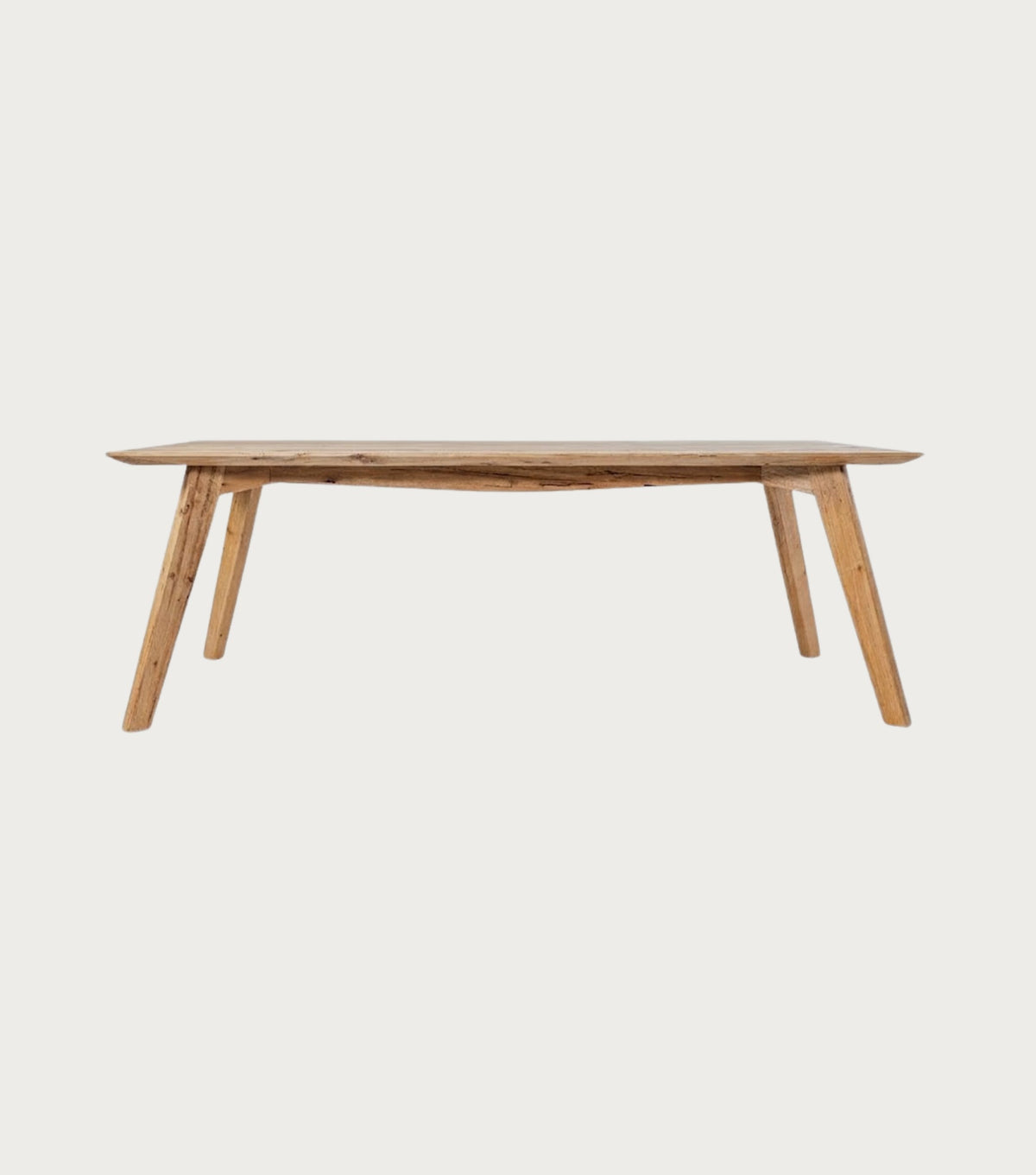 Mariner Reclaimed Oak Dining Table – front view with splayed legs