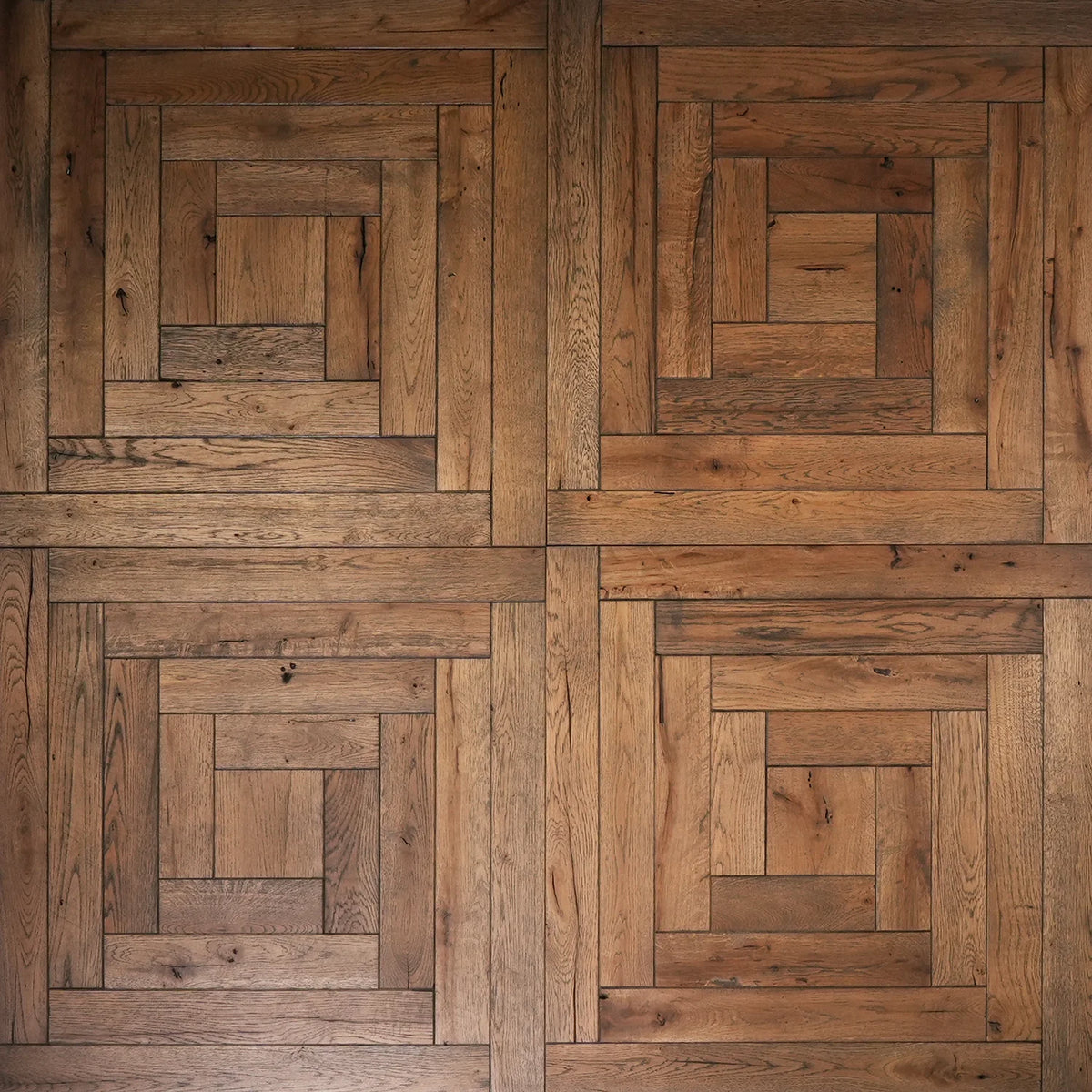 Square Frame reclaimed oak marquetry parquet panel