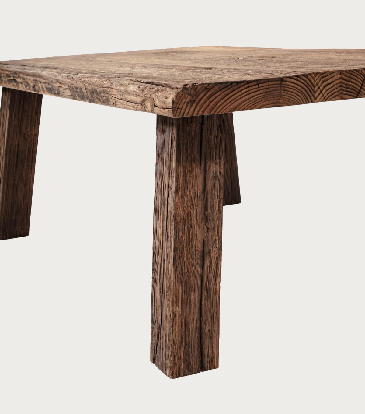 Massalia Reclaimed Oak Coffee Table – detail of the splayed legs