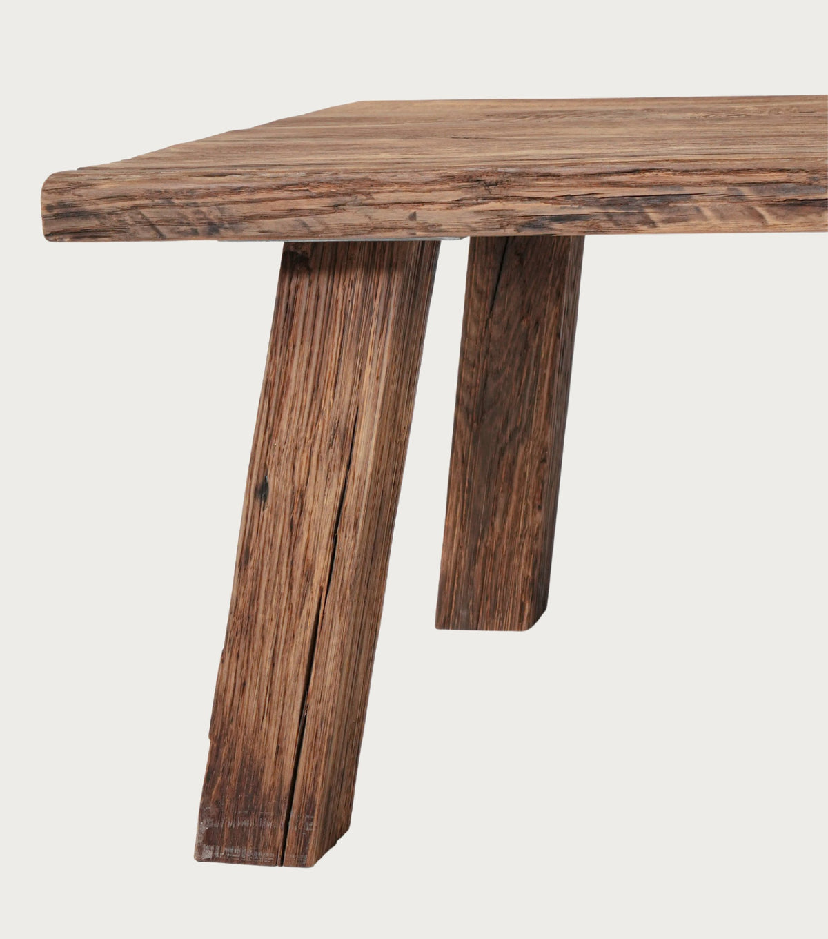 Massalia Reclaimed Oak Coffee Table – detail of the leg and top