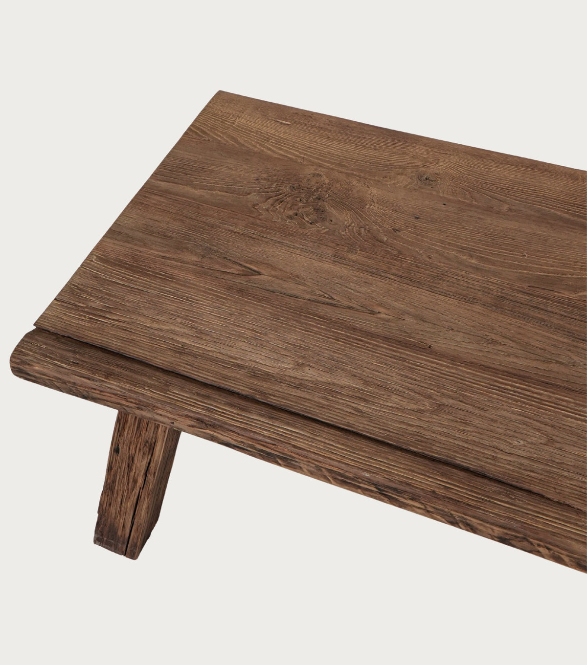 Massalia Reclaimed Oak Coffee Table – close-up of the top edge