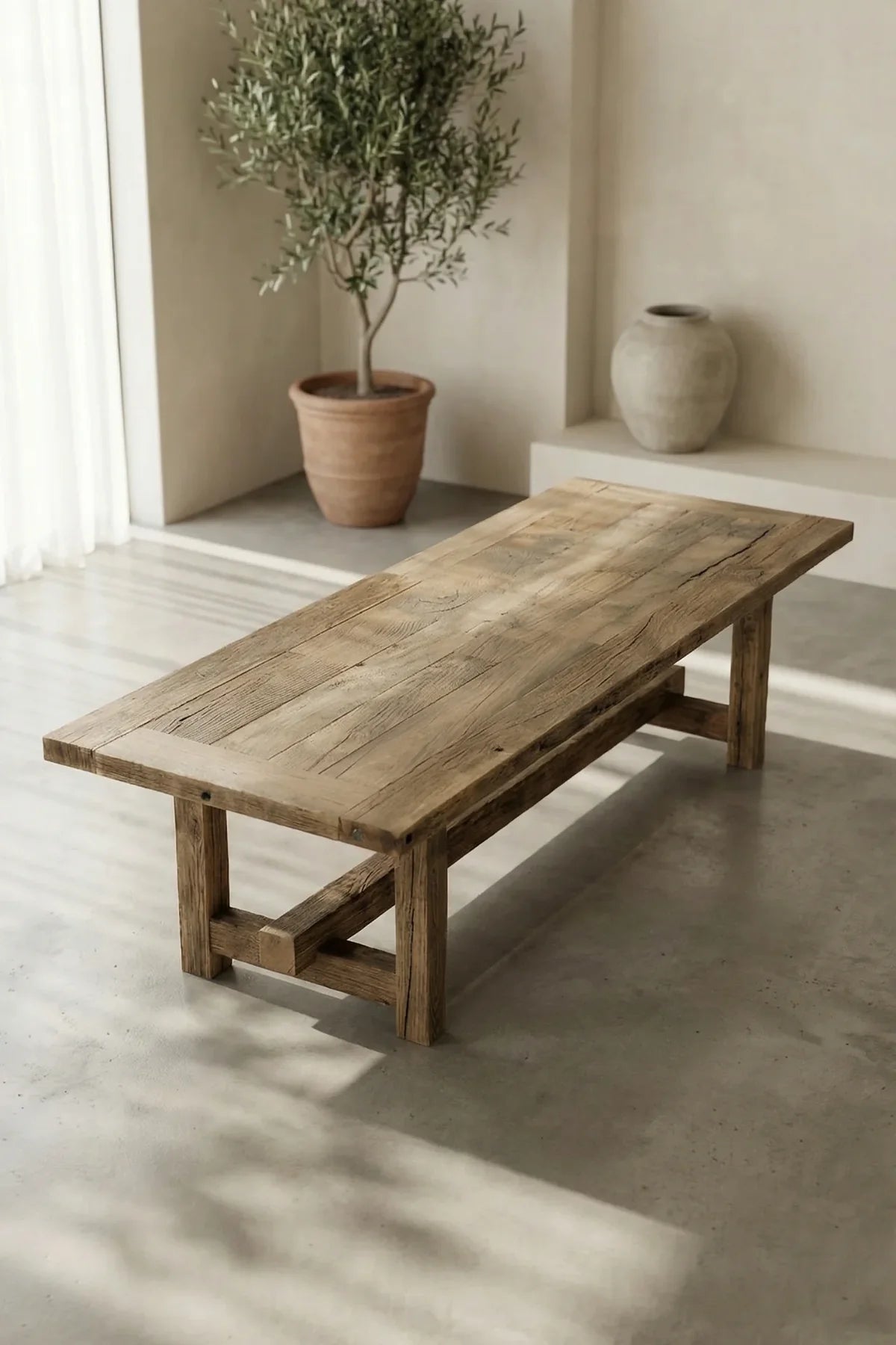 Matera reclaimed oak dining table styled in a dining room interior