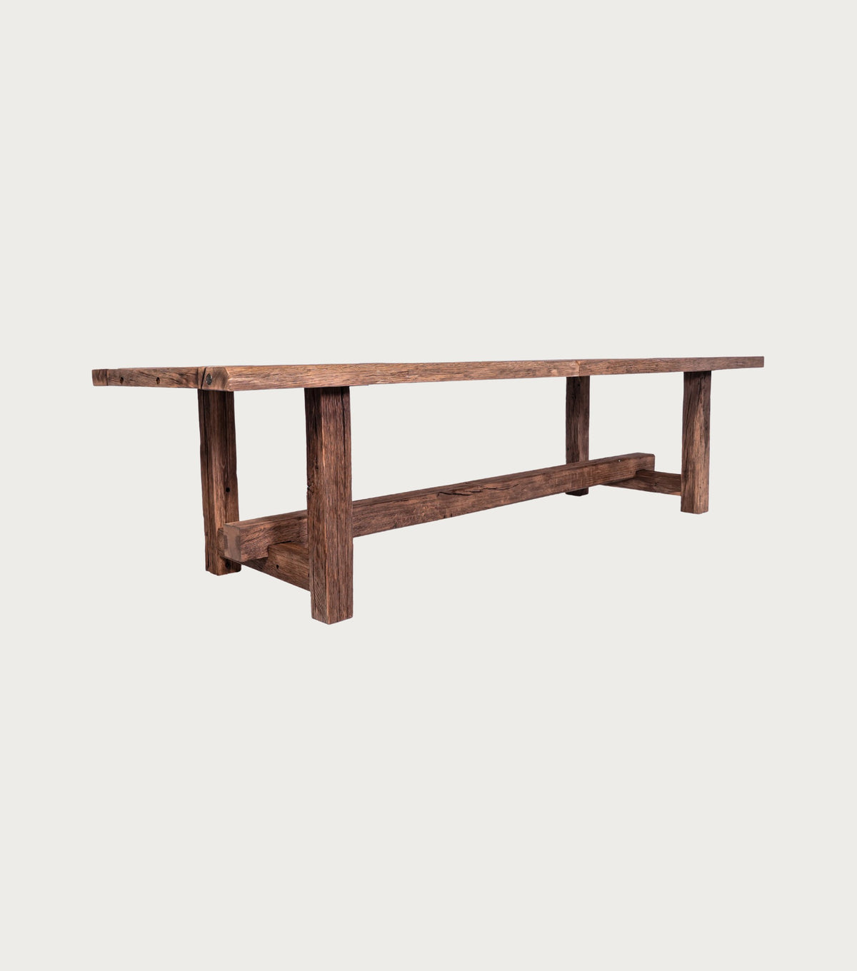 Matera Reclaimed Oak Dining Table – three-quarter view