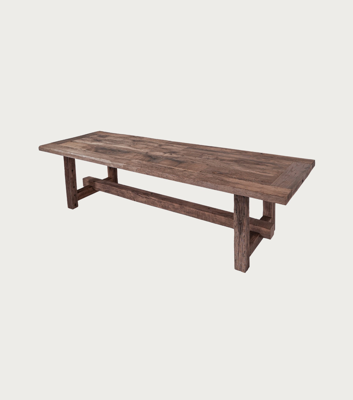 Matera Reclaimed Oak Dining Table – angled view from above