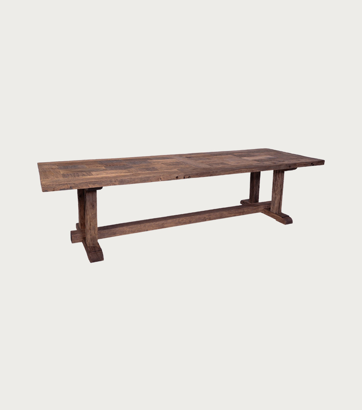 Mensa Reclaimed Oak Dining Table – front view on a plain background