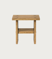 Mitra Reclaimed Oak Side Table – front view on a plain background