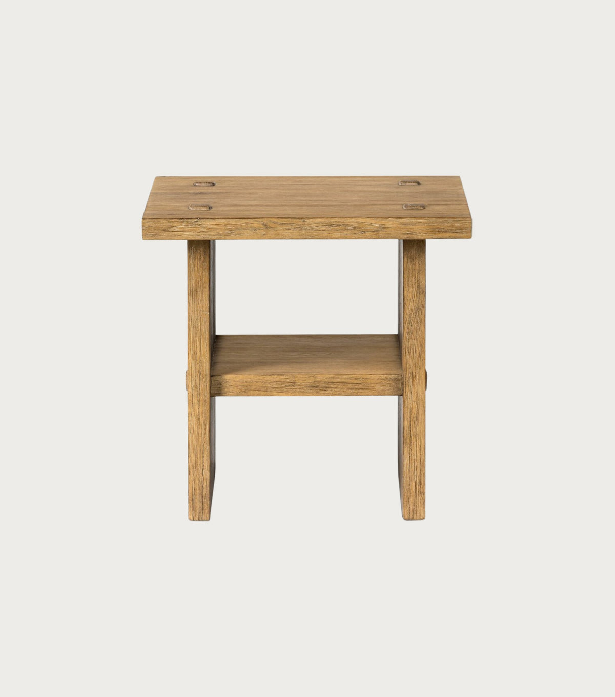Mitra Reclaimed Oak Side Table – front view on a plain background