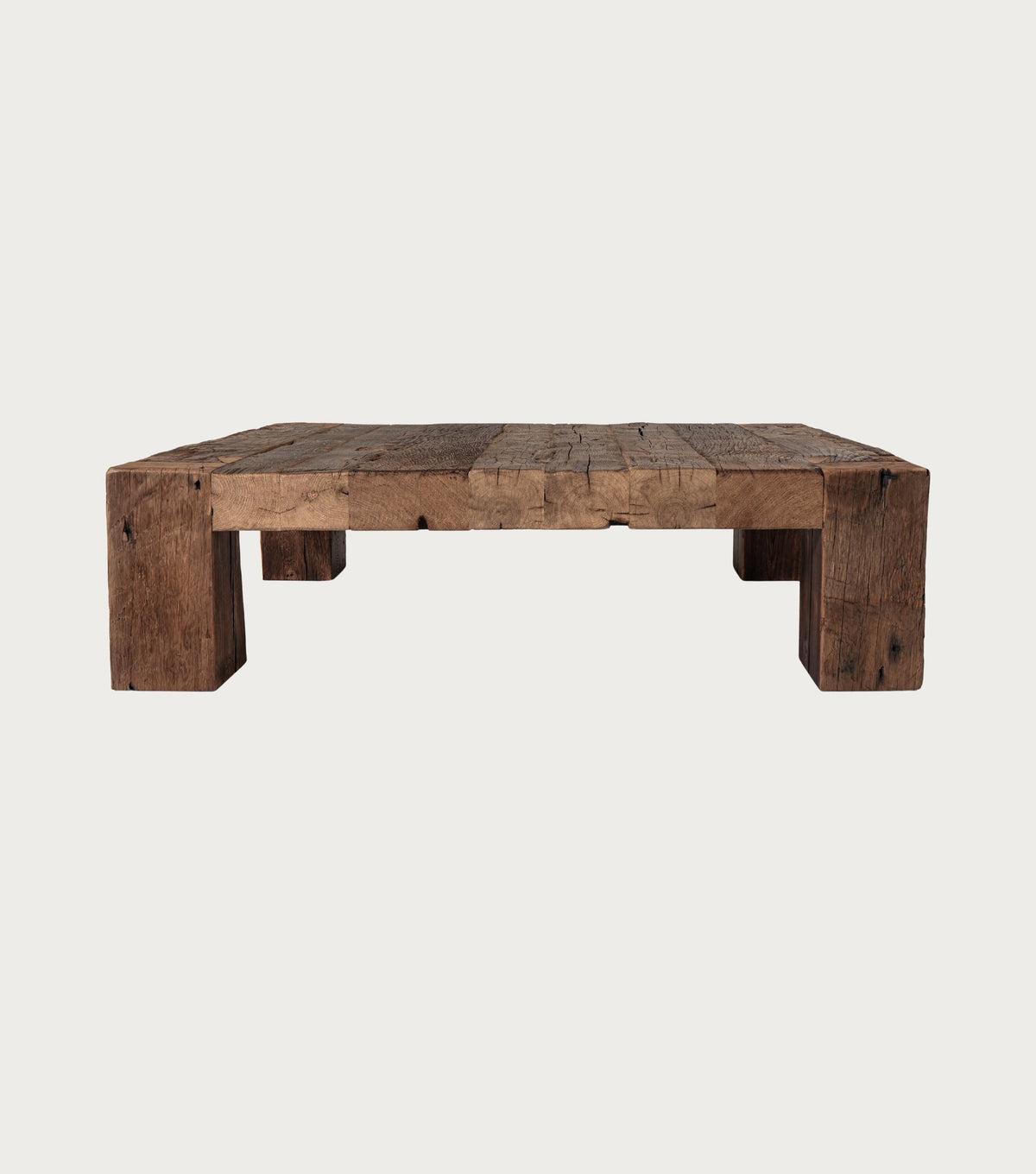 Monastery Reclaimed Oak Coffee Table – front view on a plain background