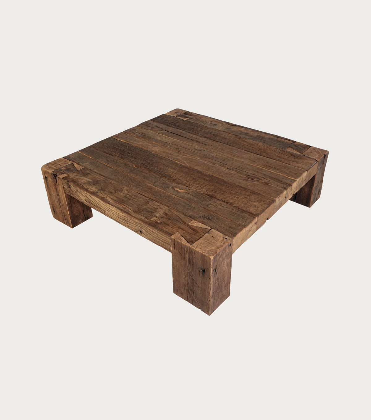 Monastery Reclaimed Oak Coffee Table – angled view from above
