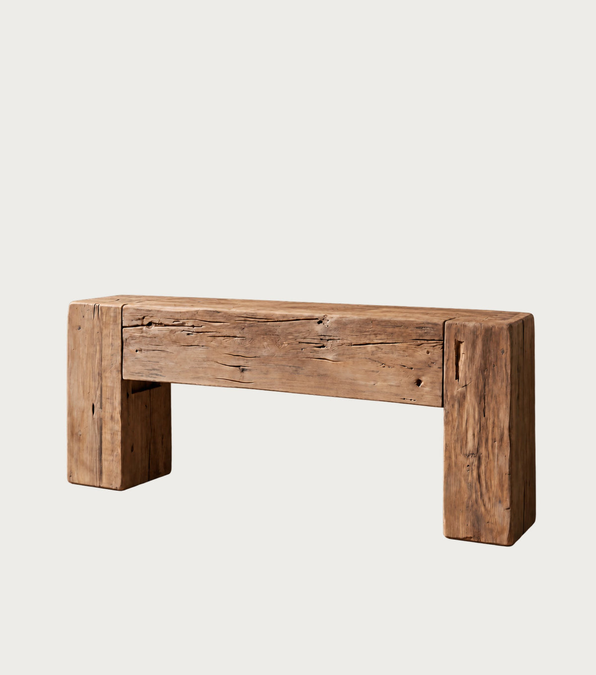 Monastery Reclaimed Oak Console Table – three-quarter view