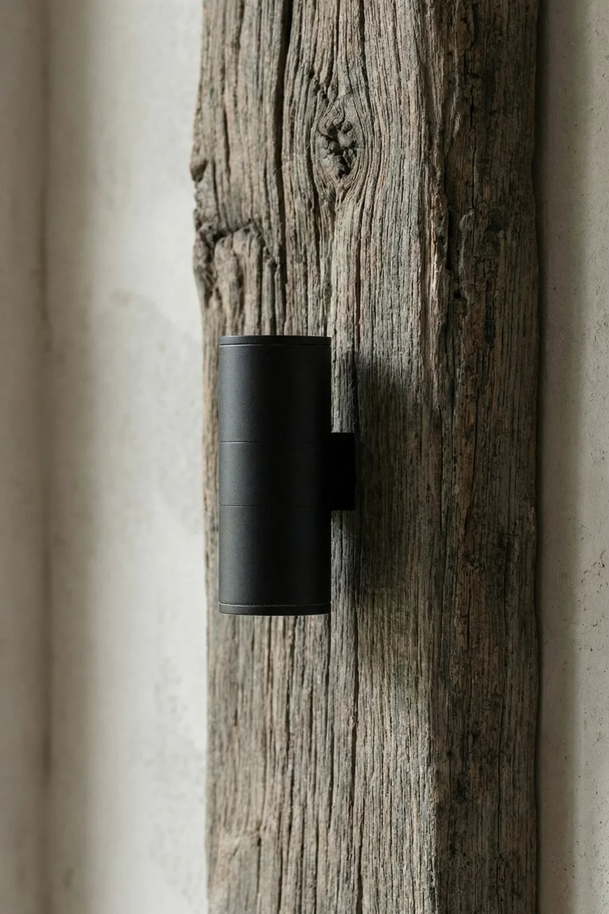 Close-up of reclaimed oak surface on the No.2 wall light showing grain and tonal variation