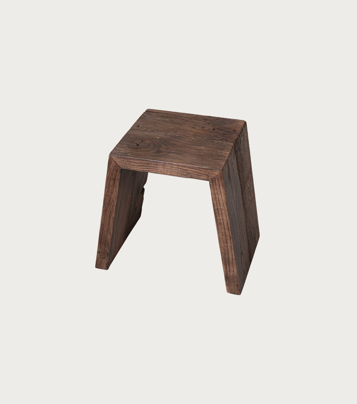 Nodus Reclaimed Oak Side Table – angled view from above