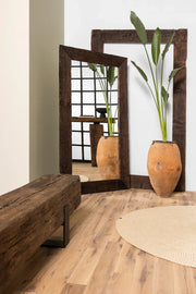 Oasis reclaimed oak wall mirror installed in a living room interior