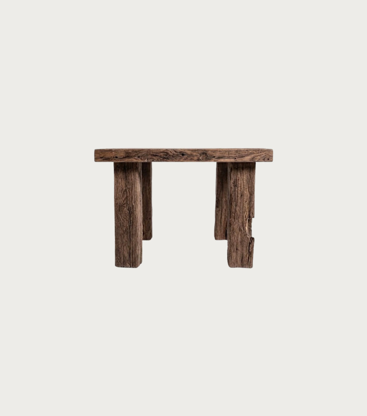 Ostia Reclaimed Oak Side Table – front view on a plain background