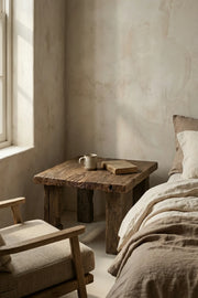 Ostia square side table showing scale and proportions against surrounding furniture