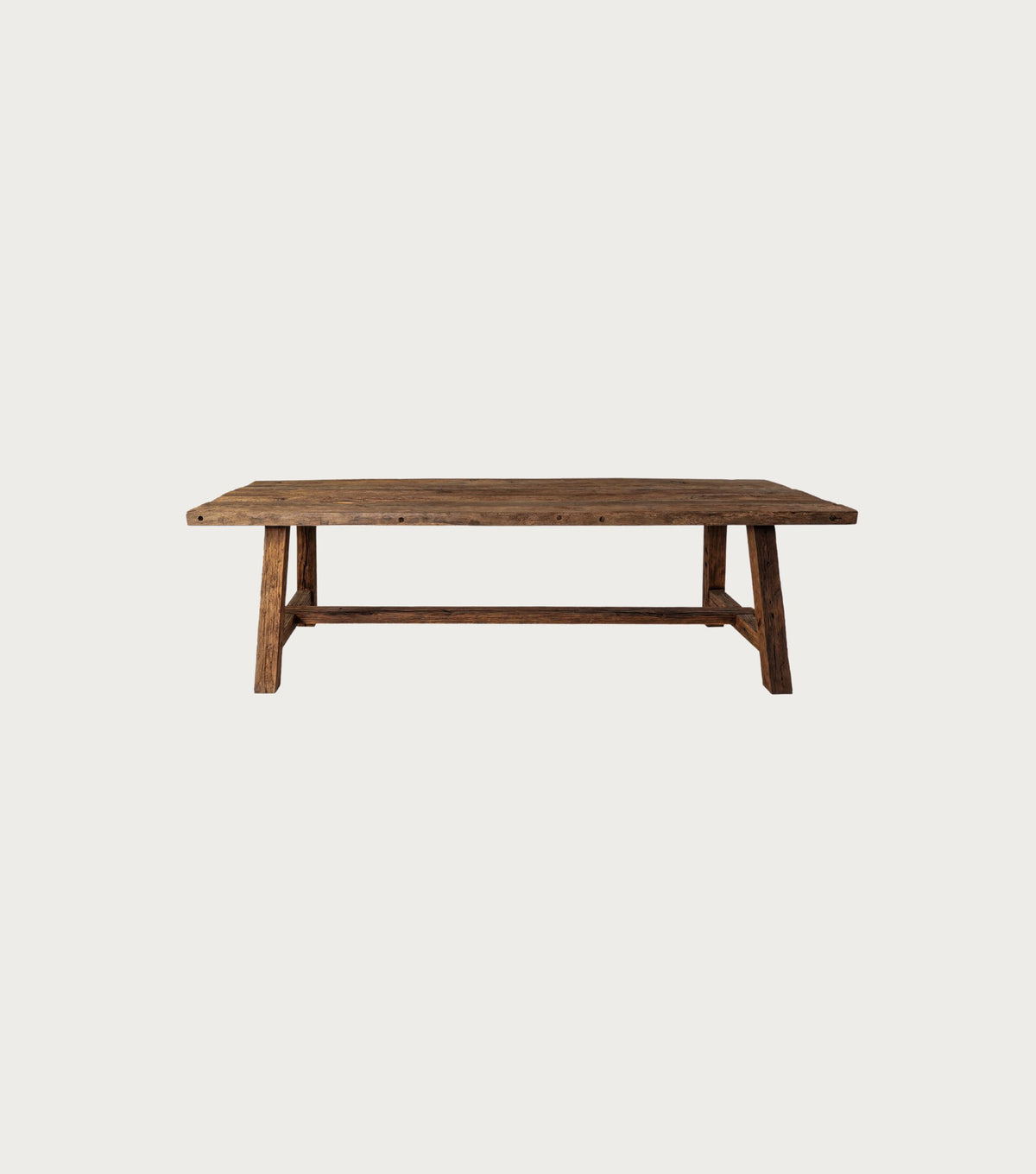 Perlas Reclaimed Oak Dining Table – front view, shorter size