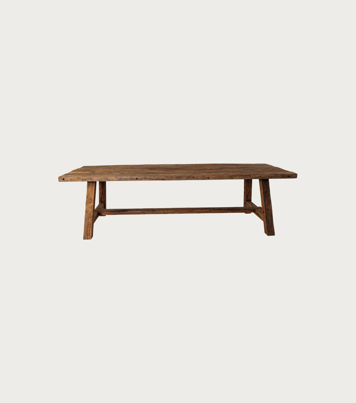 Perlas Reclaimed Oak Dining Table – front view, longest size