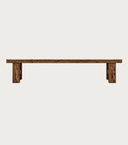 Plank Reclaimed Oak Bench – front view on a plain background