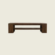 Romeo reclaimed oak TV unit — front render showing deep-brushed surface and structural beam body