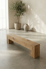 Sable bench in planed surface finish — inner grain exposed, lighter tones