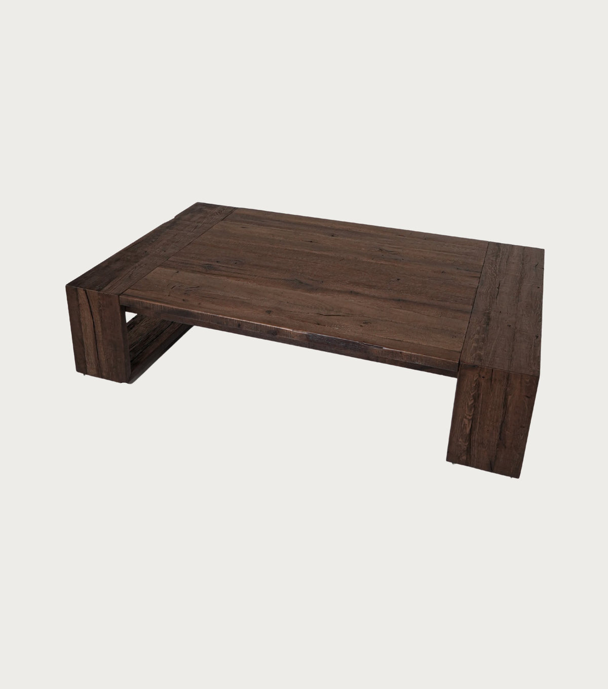 Sardis Reclaimed Oak Coffee Table – three-quarter view
