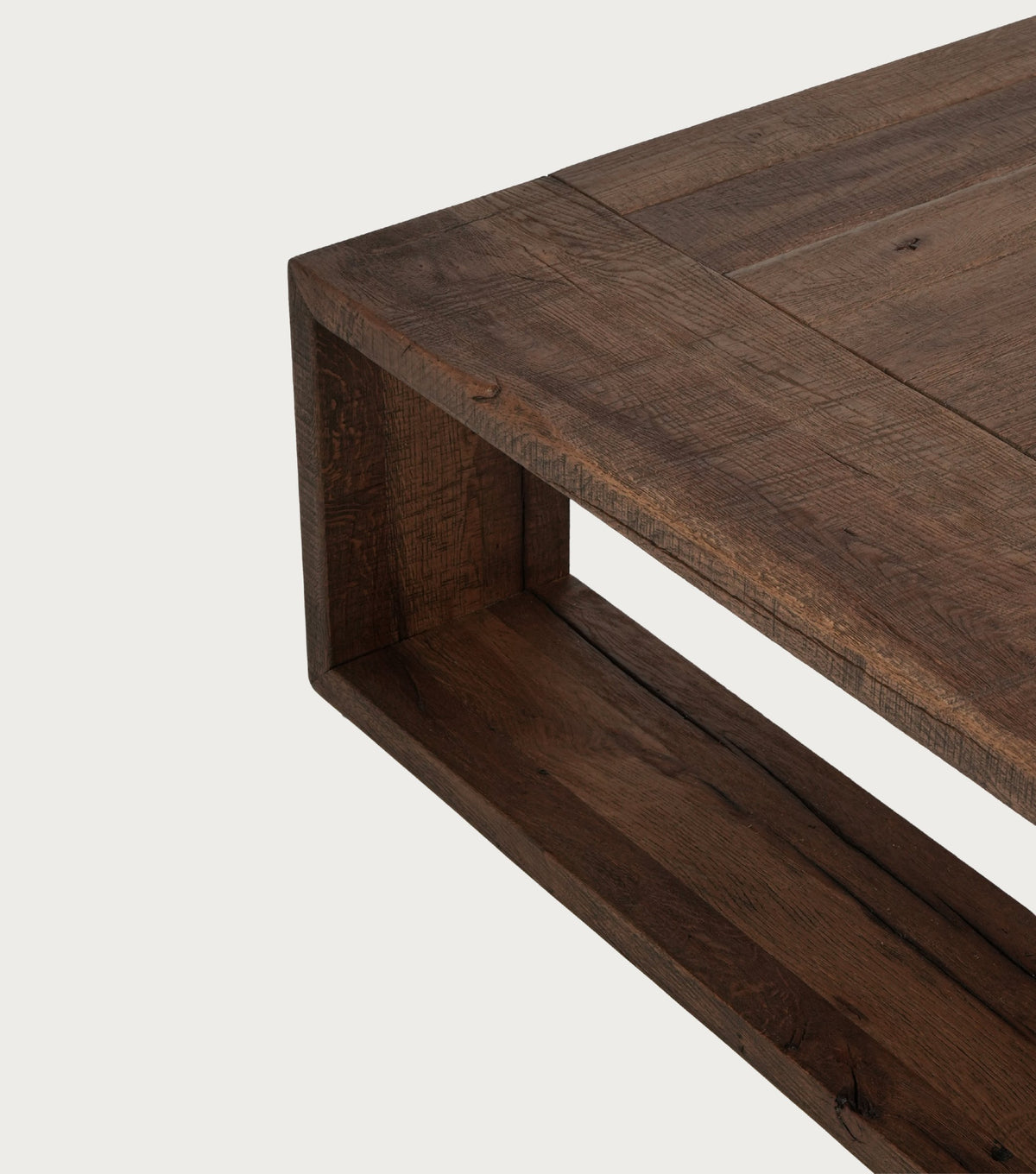 Sardis Reclaimed Oak Coffee Table – detail of the panel leg