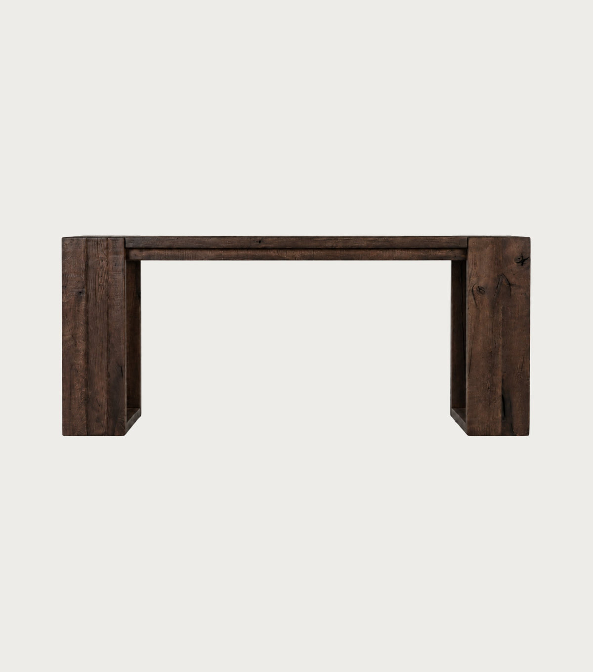 Sardis Reclaimed Oak Console Table – front view on a plain background