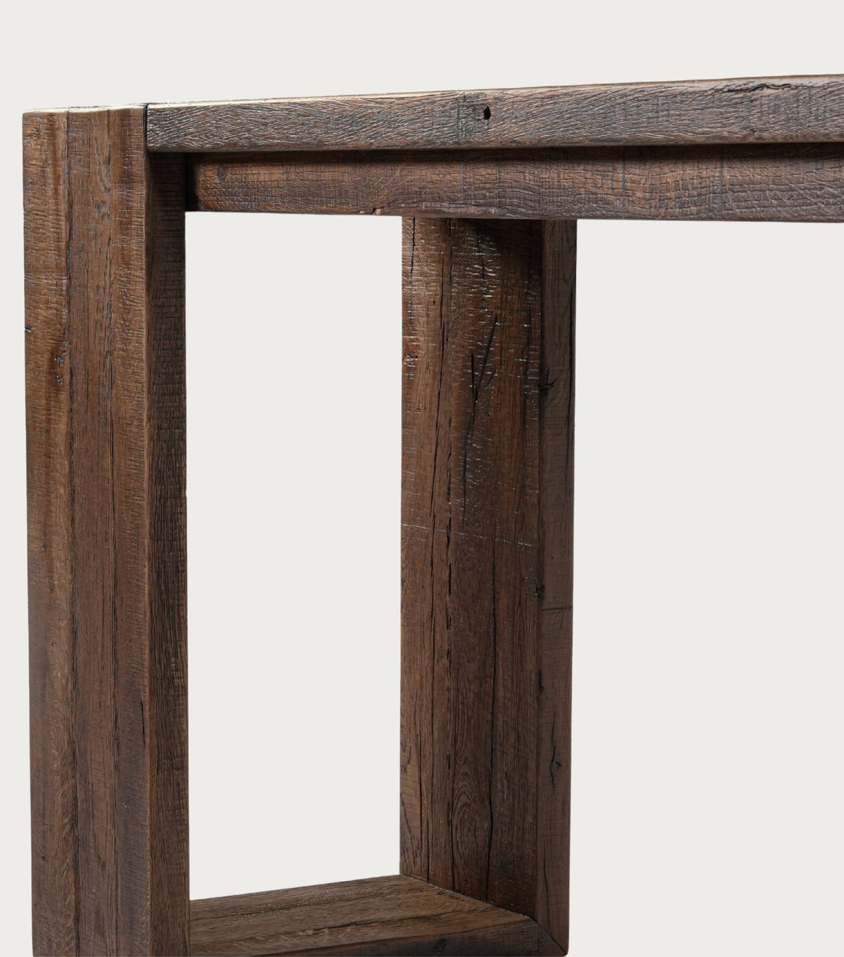 Sardis Reclaimed Oak Console Table – close-up of the leg
