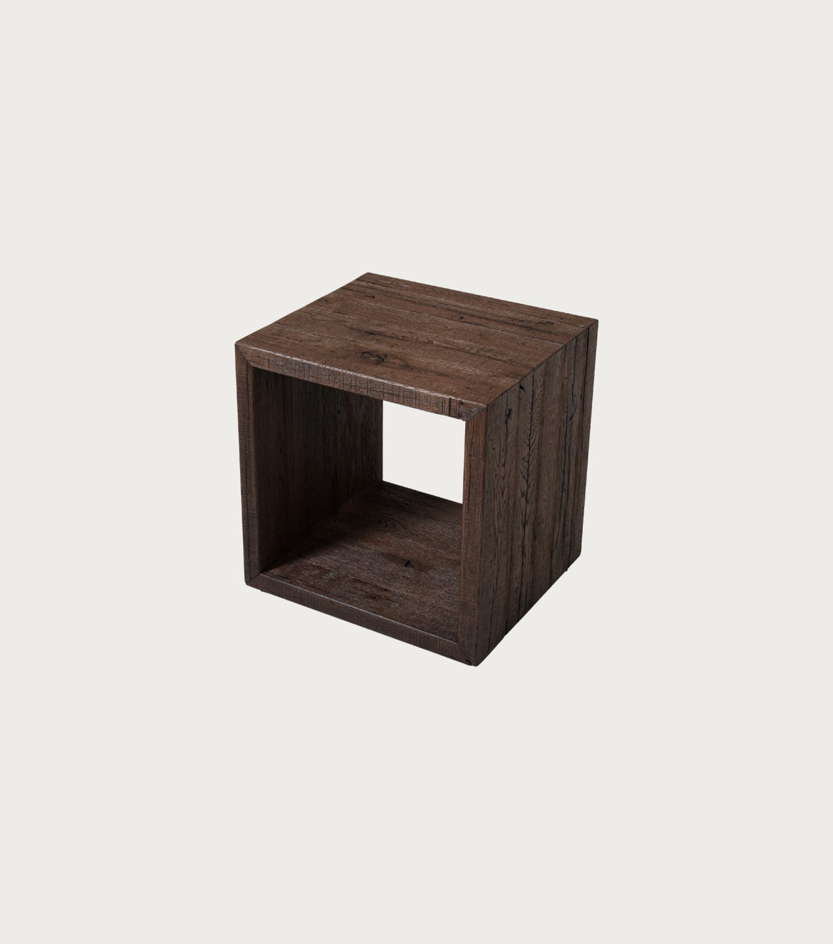 Sardis Reclaimed Oak Side Table – three-quarter view